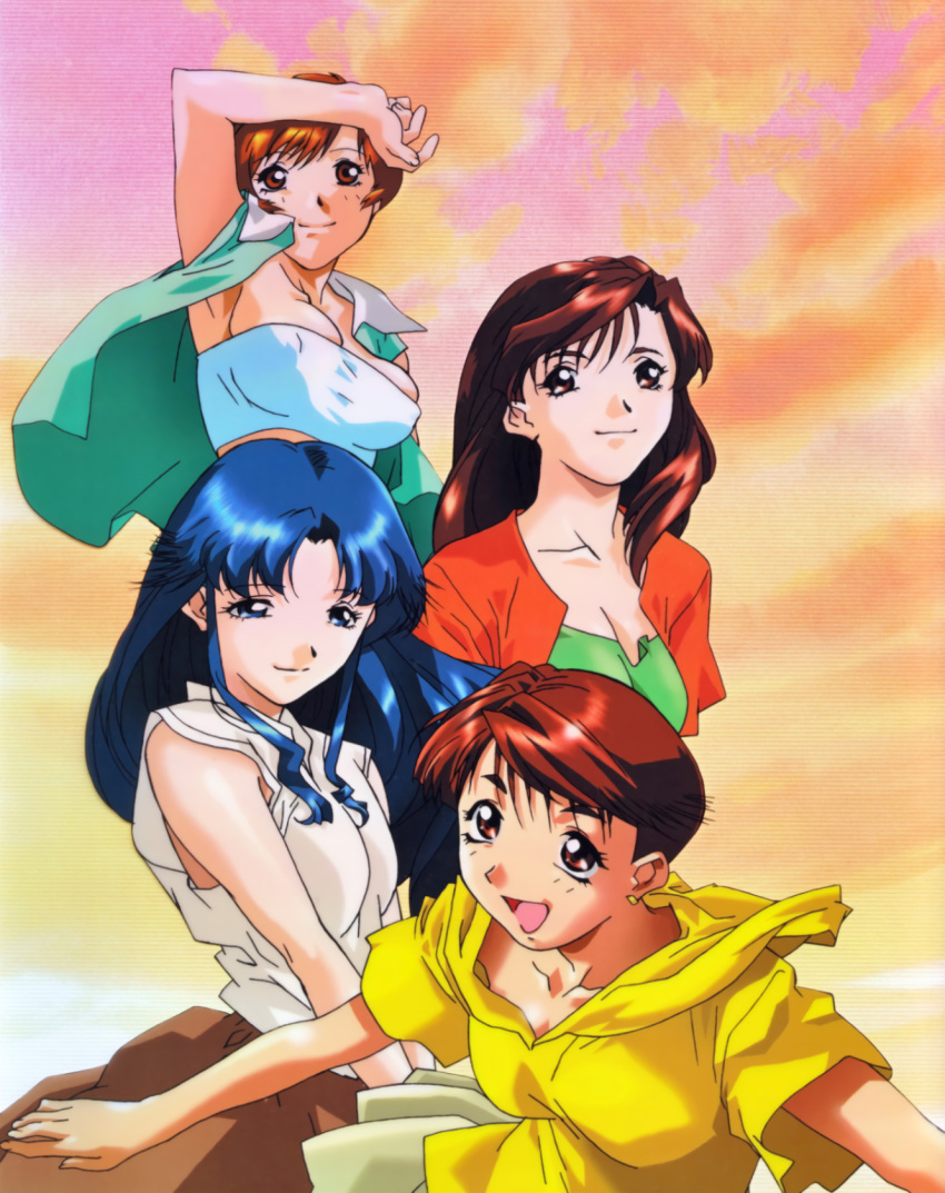 90s, fujiwara_aya, highres, kurihara_mari, official_art, super_real_mahjong, tanaka_ryou, toono_mizuki
