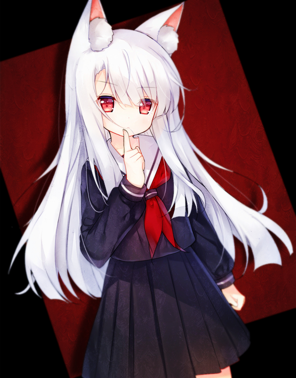 animal_ears, azur_lane, bangs, black_serafuku, black_shirt, black_skirt, blush, closed_mouth
