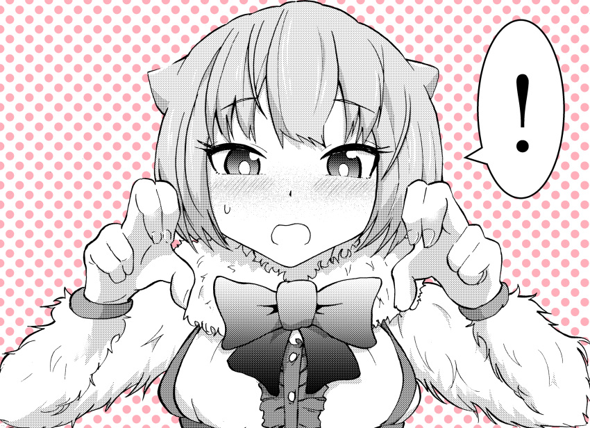 !, 1629doyasa, 1girl, anteater_ears, blonde_hair, blush, bow, bowtie
