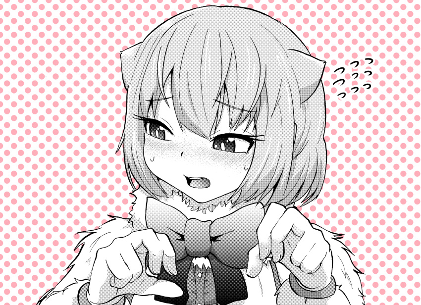 1629doyasa, 1girl, anteater_ears, blonde_hair, blush, bow, bowtie, center_frills