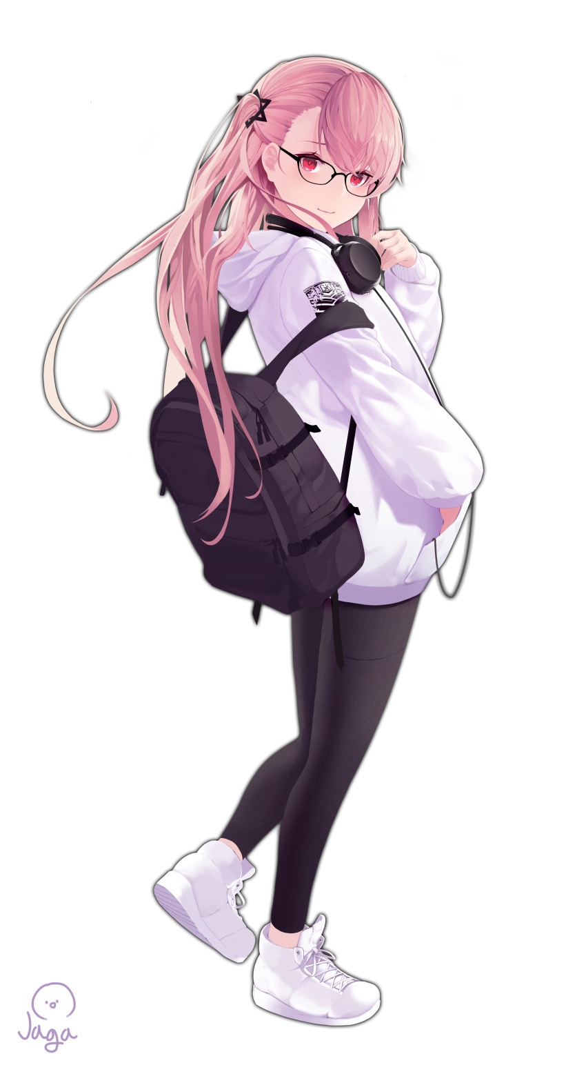 1girl, absurdres, alternate_costume, alternate_hairstyle, amejaga, bag, bangs, bespectacled