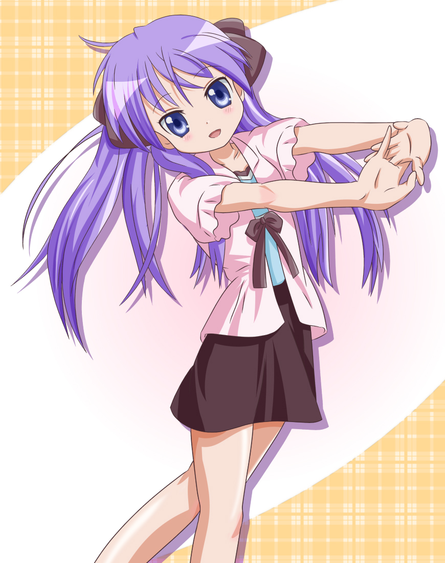 casual, hiiragi_kagami, long_hair, lucky_star, purple_hair, ribbon, ribbons, stretch