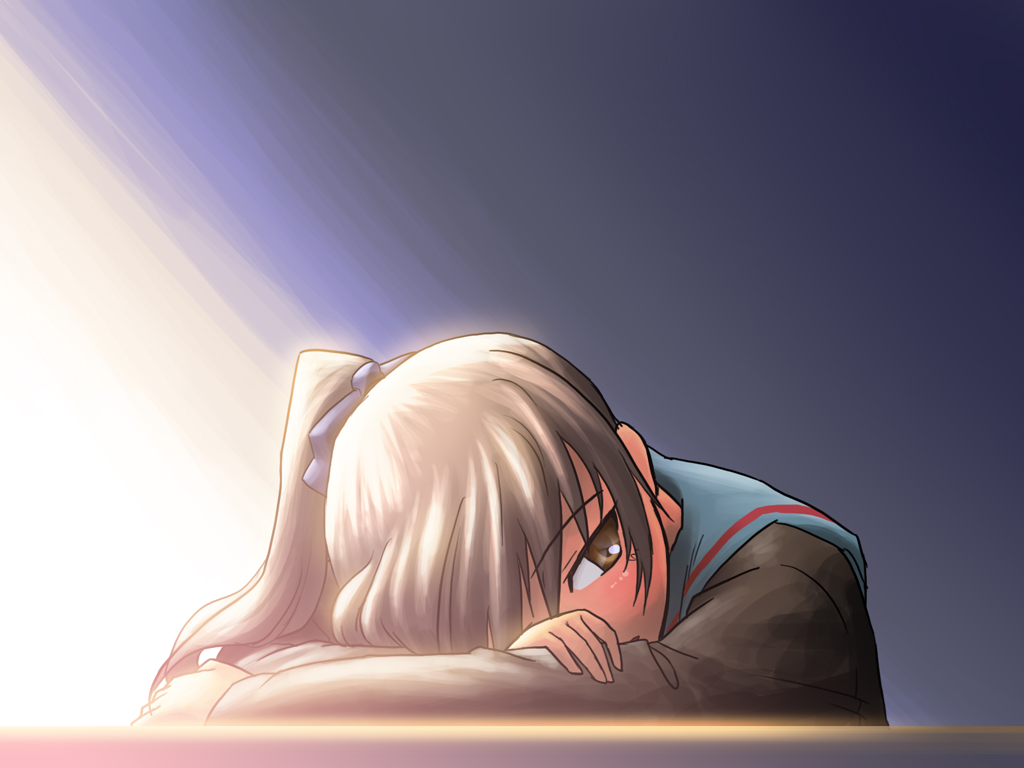 fumotono_mikoto, genderswap, kyonko, ponytail, ribbon, ribbons, school_uniform, serafuku, suzumiya_haruhi_no_yuuutsu