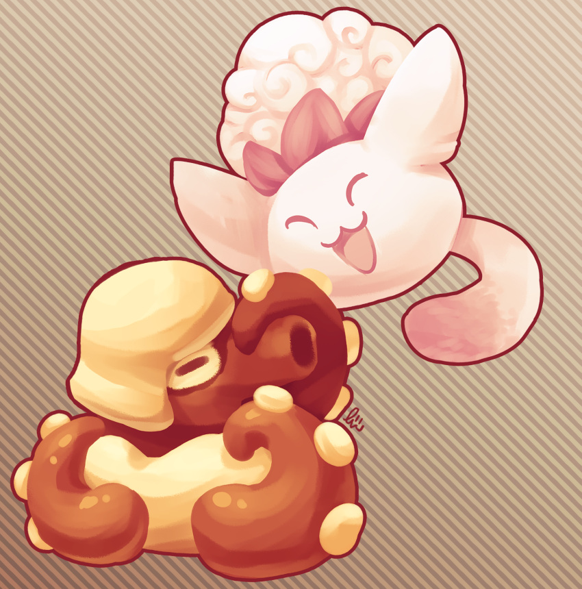 :3, :d, ^_^, beta_pokemon, brown_background, closed_eyes, helmet, highres