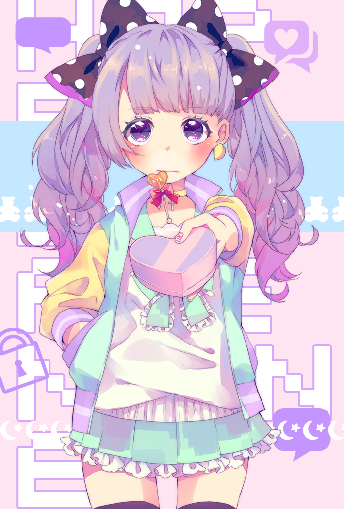 1girl, aqua_skirt, bangs, black_bow, blunt_bangs, blush, bow, bowtie