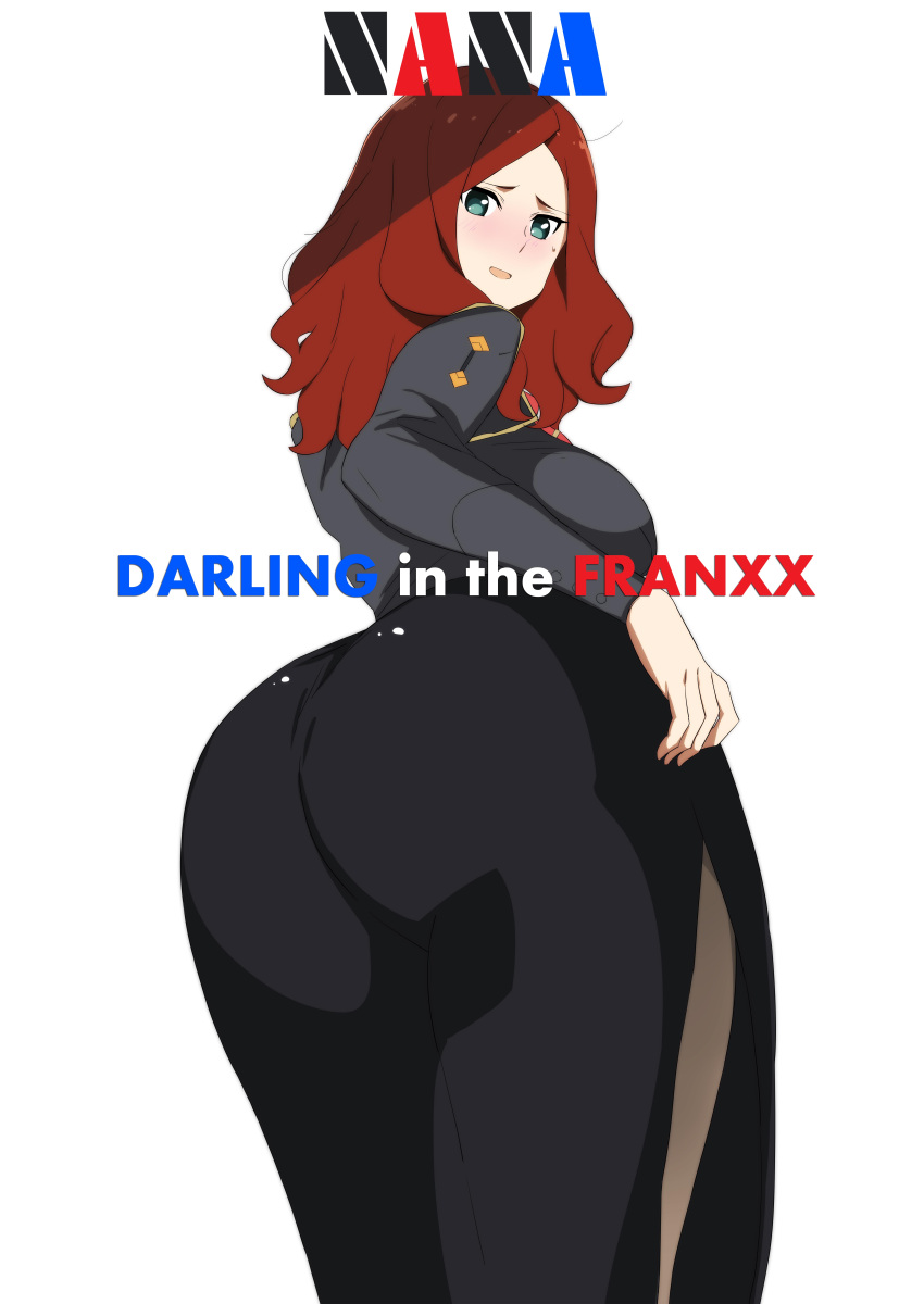 1girl, :d, absurdres, aqua_eyes, ass, bangs, black_skirt, blush