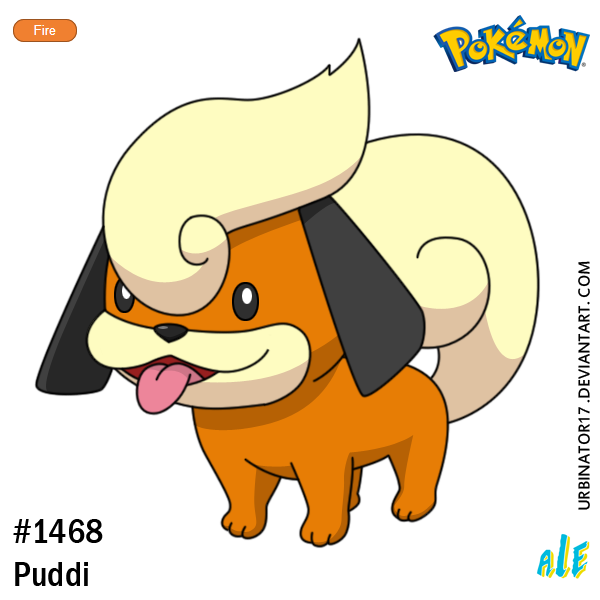 alejandro_urbina, beta_pokemon, brown_eyes, character_name, creature, deviantart_username, dog, full_body, logo, no_humans, number, pokemon, pokemon_(creature), pokemon_gsc_beta, pudii, signature, solo, standing, tongue, tongue_out, transparent_background, watermark, web_address