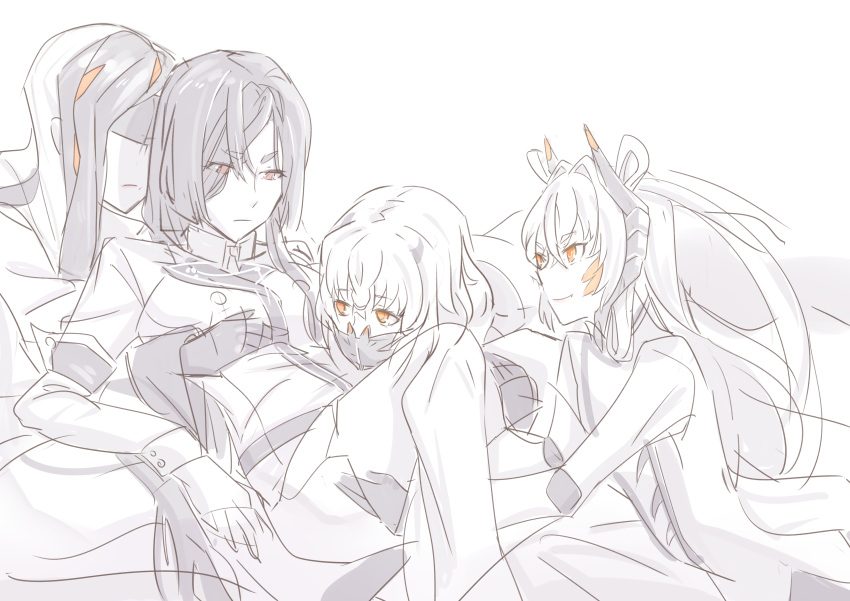 4girls, absurdres, auo123, black_hair, eyebrows_visible_through_hair, eyes_visible_through_hair, hair_between_eyes, hair_over_one_eye