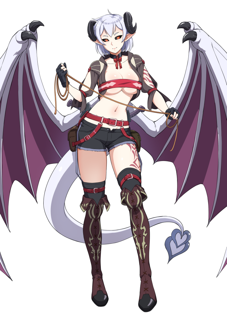 1girl, bangs, belt, beltbra, black_choker, black_gloves, black_legwear, black_sclera