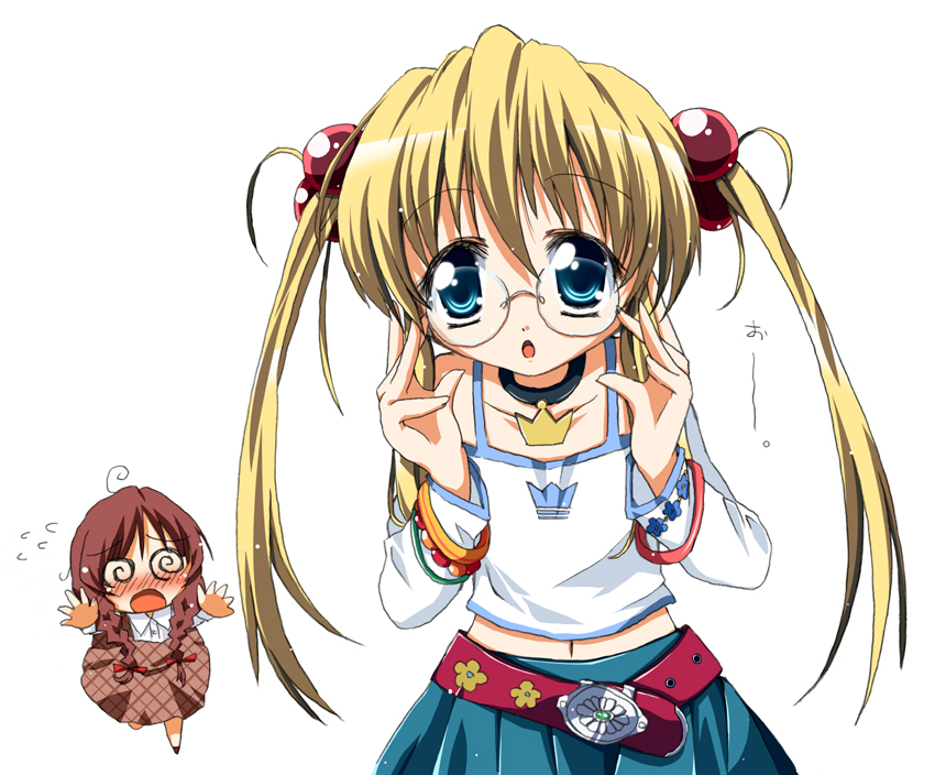 baby_princess, bespectacled, blonde_hair, blue_eyes, braid, futaru_usagi, glasses, hair_bobbles