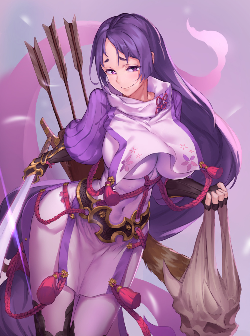 1girl, absurdres, arm_guards, armor, arrow, ass, atorosu, bangs
