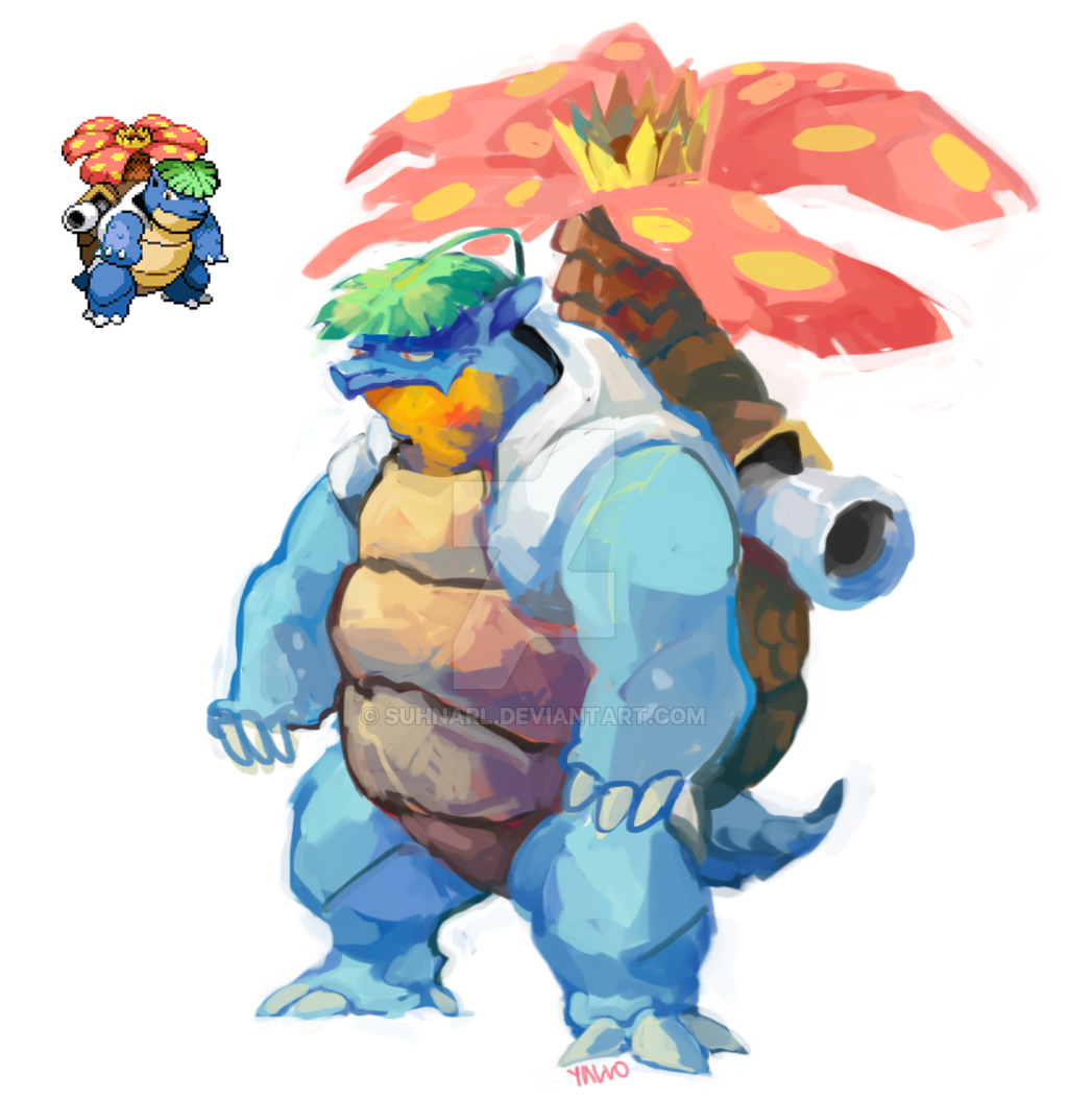 blastoise, closed_mouth, commentary, english_commentary, fusion, gen_1_pokemon, no_humans, pokemon
