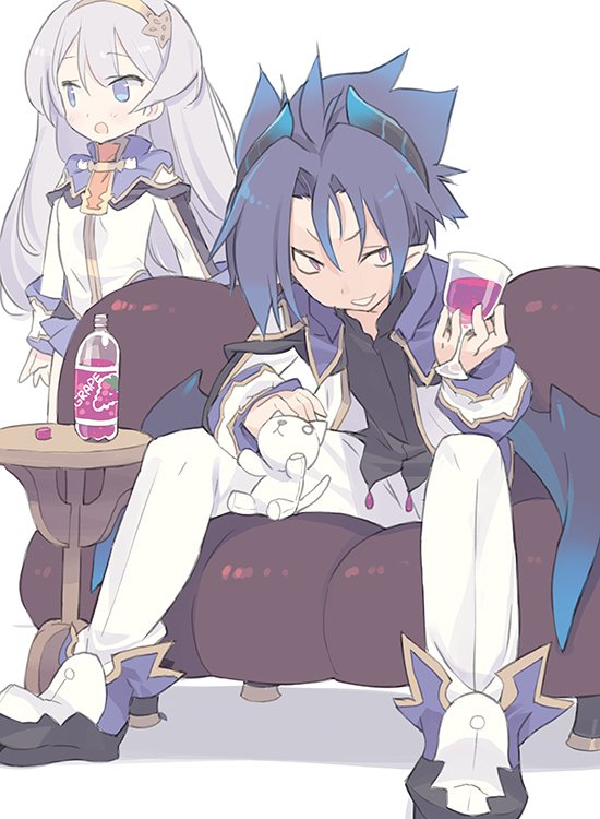 1boy, 1girl, bangs, black_footwear, black_shirt, blade_(galaxist), blue_eyes, blue_hair