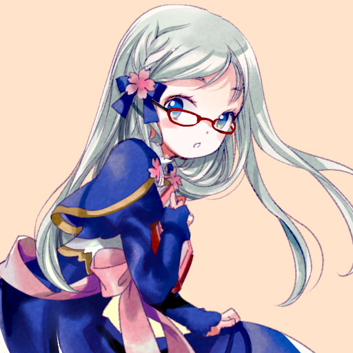 1girl, awai, beige_background, blue_bow, blue_dress, blue_eyes, bow, braid