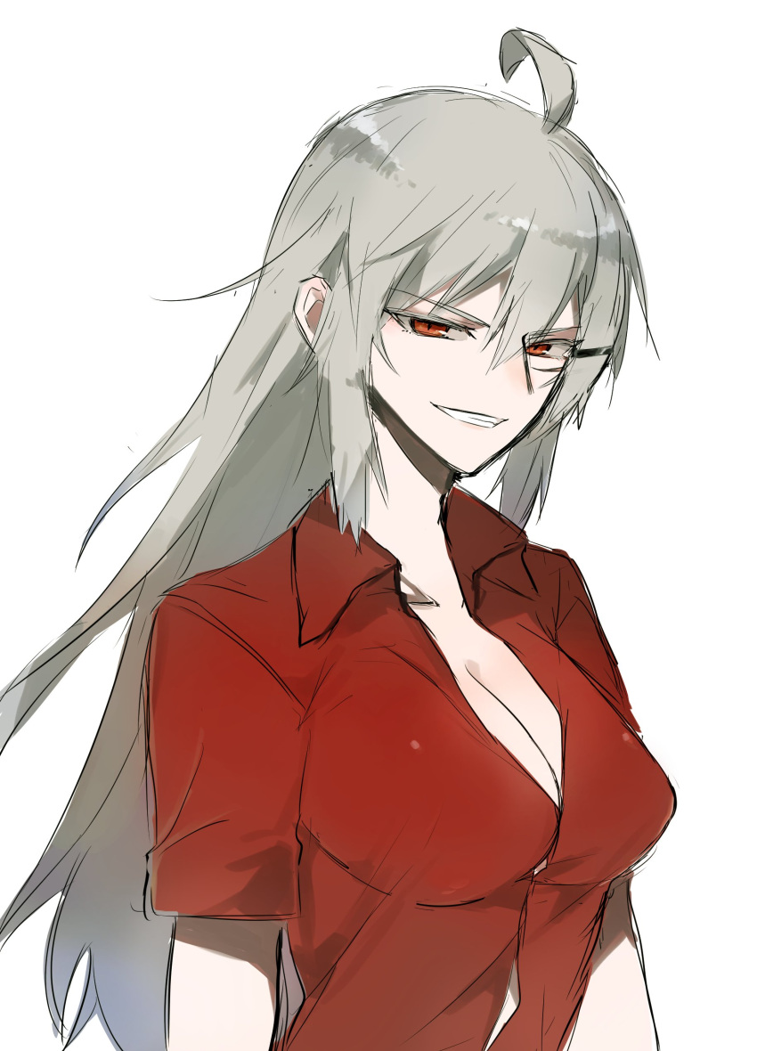 1girl, absurdres, agtt25333, breasts, eyebrows_visible_through_hair, facial_scar, gangut_(kantai_collection), grey_hair