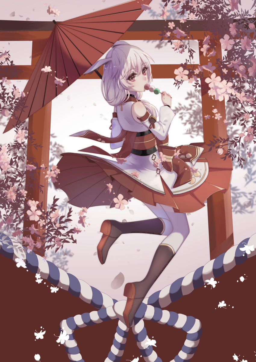 1girl, absurdres, animal_ears, bangs, bare_shoulders, benghuai_xueyuan, boots, dango