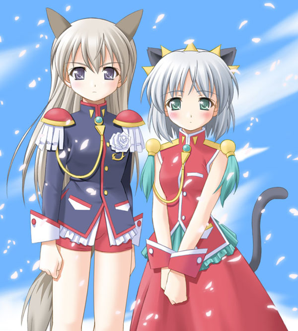 animal_ears, cat_ears, cat_tail, cosplay, eila_ilmatar_juutilainen, epaulettes, green_eyes, himemiya_anthy