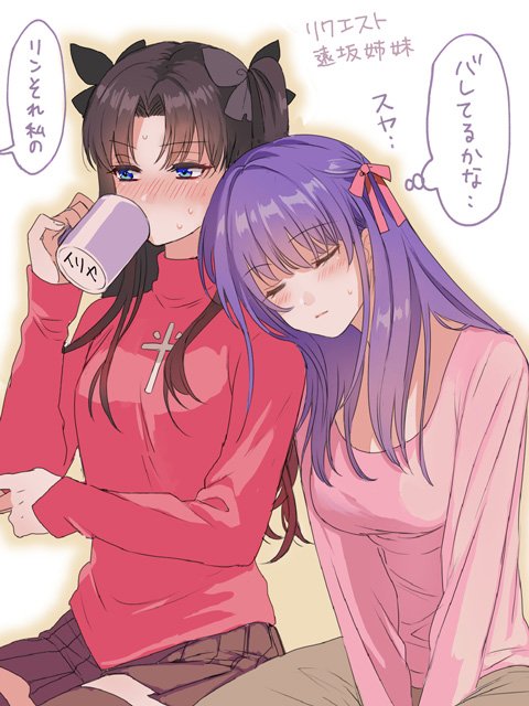 2girls, akao_ppai, bangs, black_bow, black_hair, blue_eyes, blush, bow