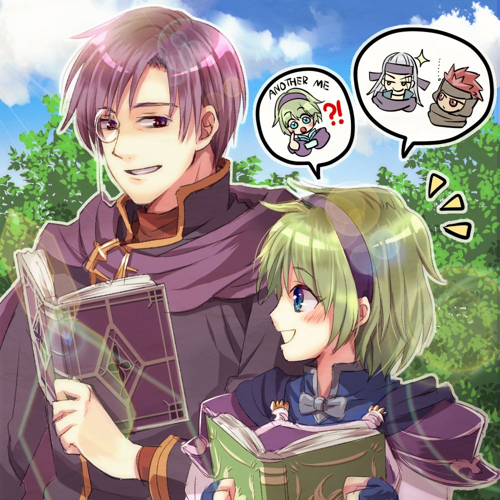 1girl, blue_eyes, blush, book, canas_(fire_emblem), cape, fire_emblem, fire_emblem:_rekka_no_ken