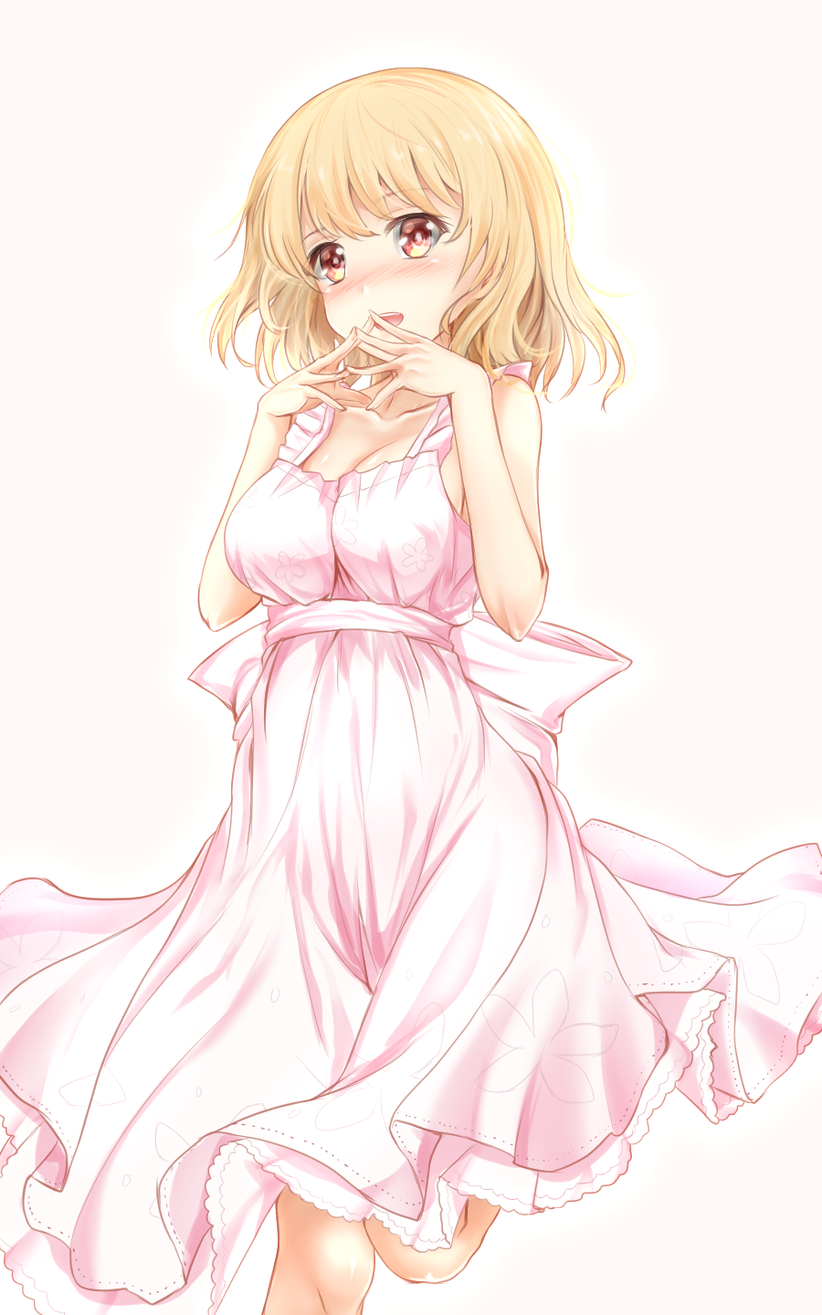 1girl, alternate_costume, apricot_(flower_knight_girl), apron, bare_shoulders, blonde_hair, blush, breasts
