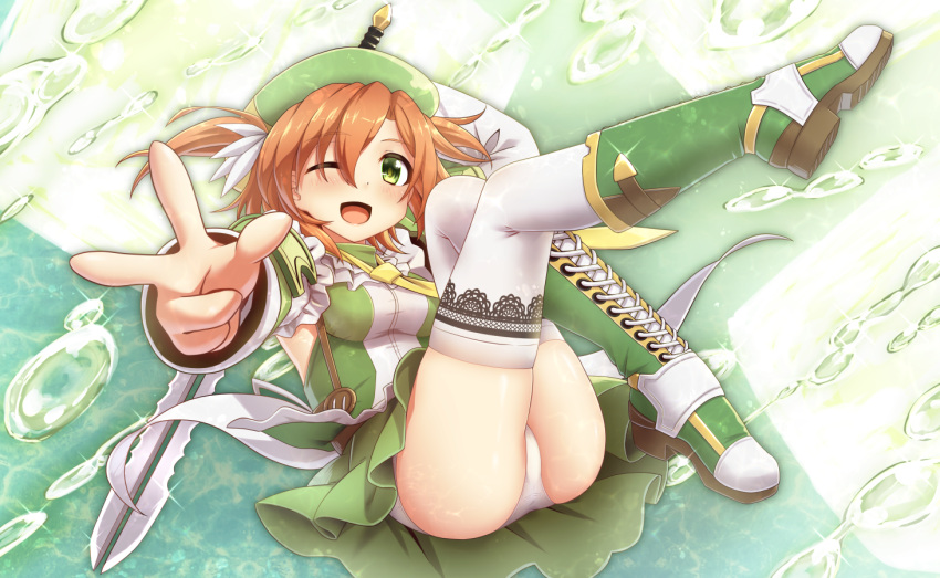 1girl, aloe_(flower_knight_girl), ass, blush, breasts, brown_hair, flower_knight_girl, green_eyes