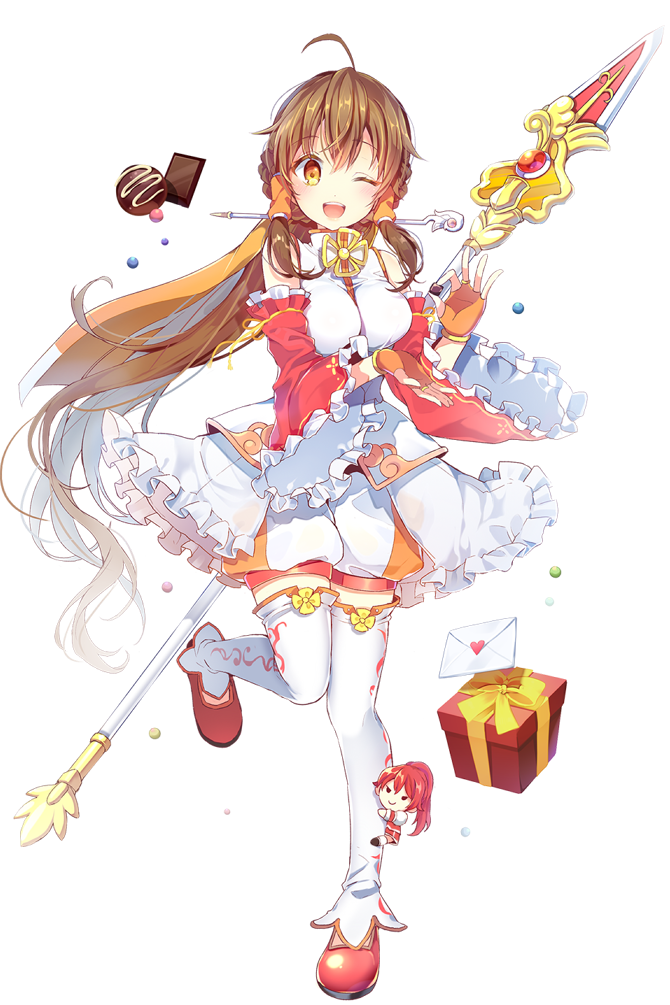 1girl, ara_han, chocolate, elsword, eyebrows_visible_through_hair, full_body, hair_ornament, little_hsien_(elsword)