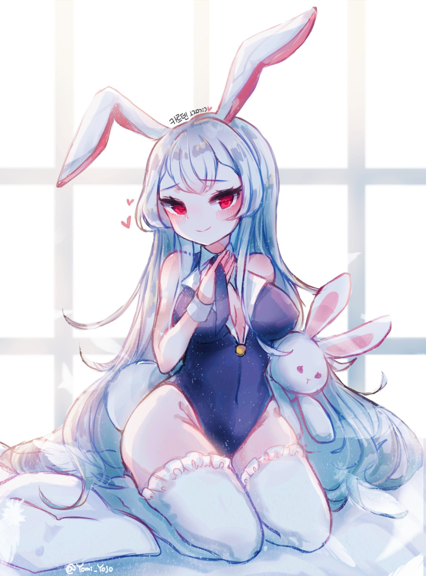 animal_ears, backlighting, bangs, bare_shoulders, black_neckwear, blush, breasts, bunny_girl