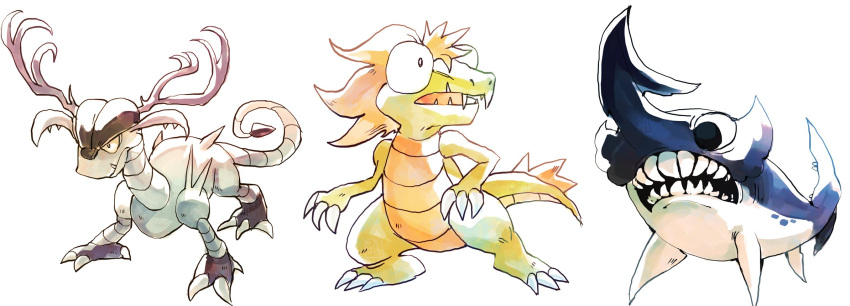 claws, commentary, crocky, deer_(pokemon), english_commentary, fangs, highres, horns