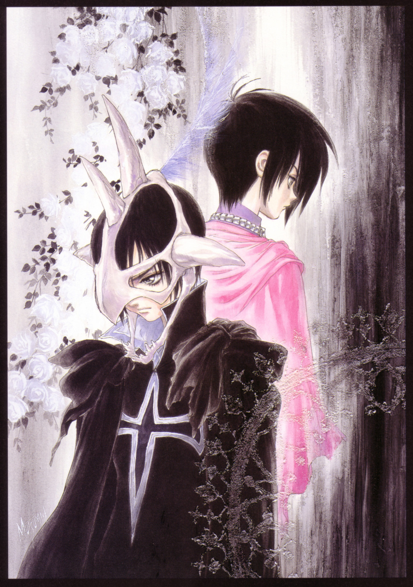 absurdres, flower, highres, inomata_mutsumi, judas, leon_magnus, male, multiple_boys