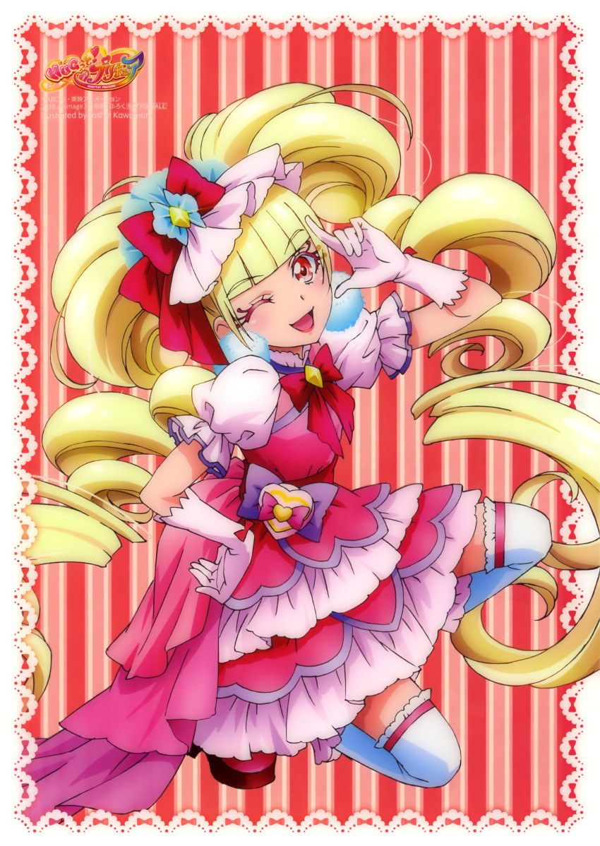 1girl, absurdres, aisaki_emiru, bangs, blue_scrunchie, blunt_bangs, blush, bow