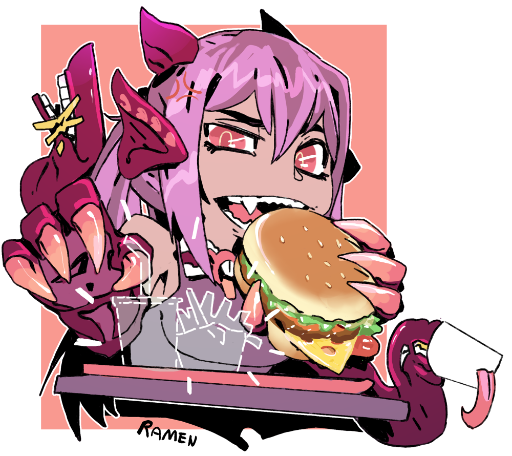 1girl, anger_vein, artist_name, claws, commission, discord_username, dragon_girl, dragon_horns
