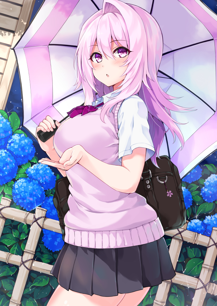 1girl, blush, breasts, cu-no, eyebrows_visible_through_hair, flower, hisenkaede, large_breasts