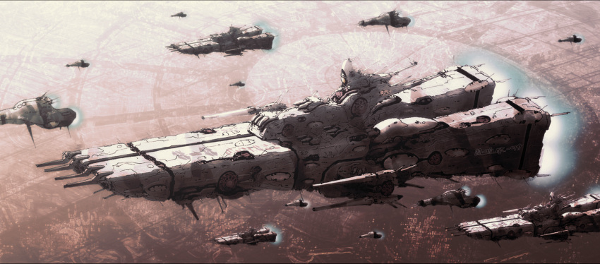 alien, ass-1, atomicgenjin, city, cityscape, commentary, energy_cannon, english_commentary