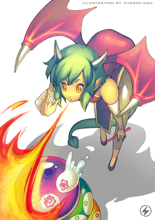 bat_wings, chinadress, chinese_clothes, draco_centauros, dragon_girl, dragon_wings, elbow_gloves, fire