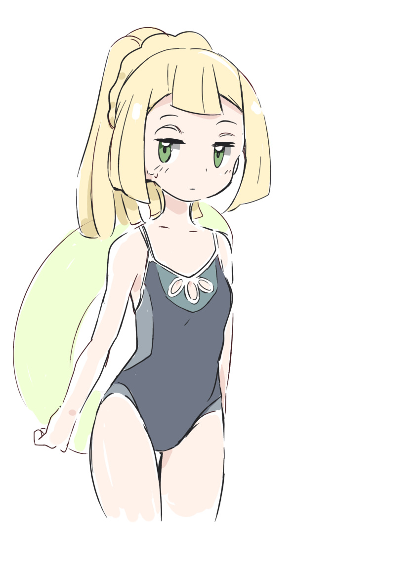 1girl, bare_shoulders, blonde_hair, female, green_eyes, highres, innertube, lillie_(pokemon)
