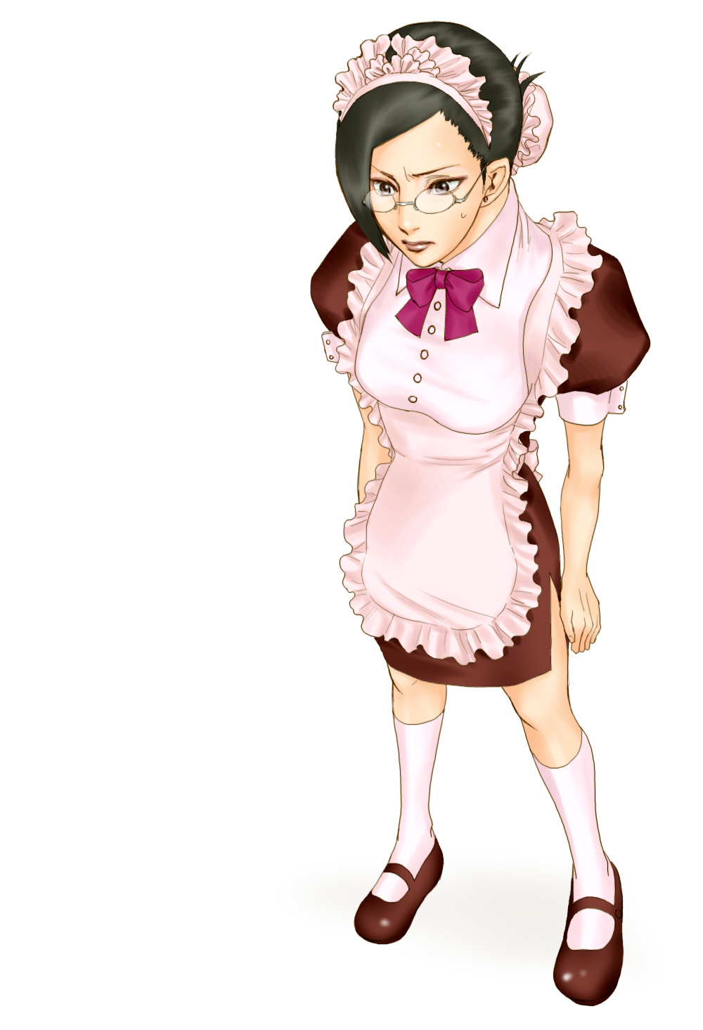 bleach, gekkousha, glasses, highres, ise_nanao, maid, sweatdrop