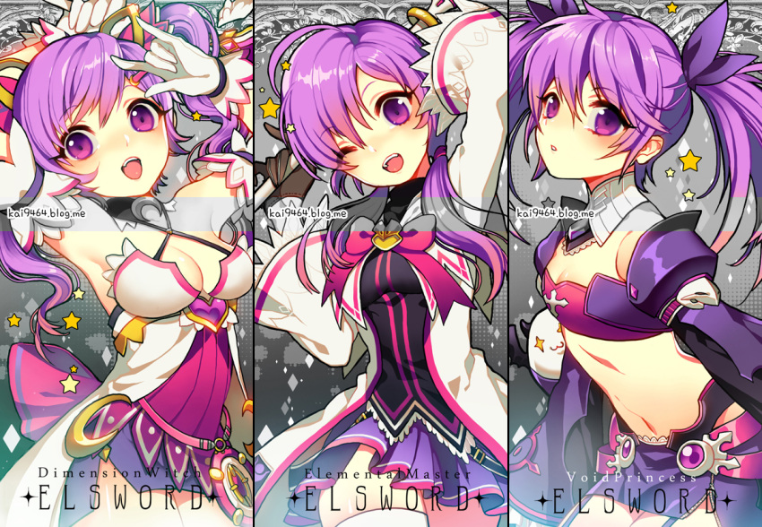 3girls, aisha_(elsword), angkor_(elsword), dimension_witch_(elsword), elemental_master_(elsword), elsword, long_hair, magical_girl