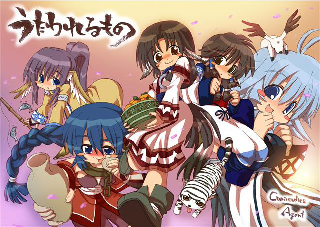 aruruw, cherry_blossoms, drunk, eruruw, fish, food, fruit, head_wings