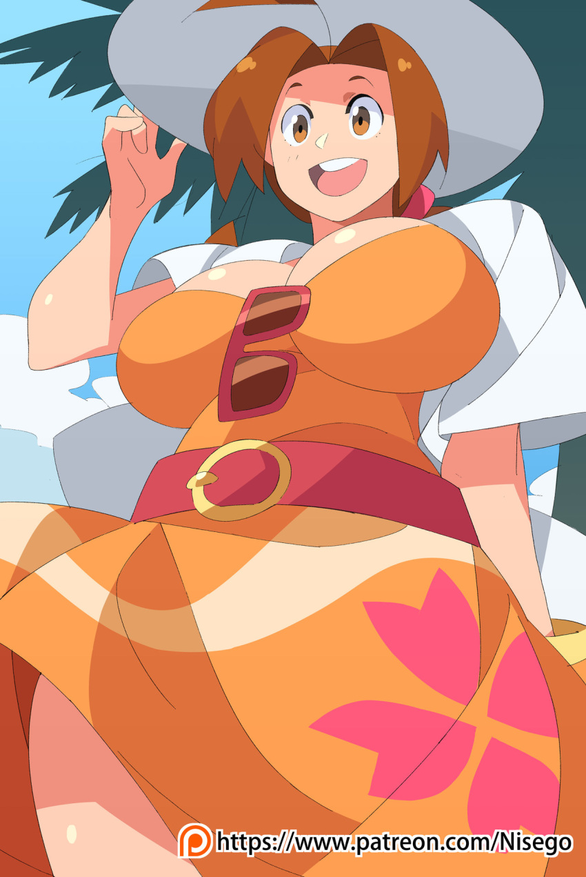anime, beach, belt, breasts, cleavage, comic, draw, drawing