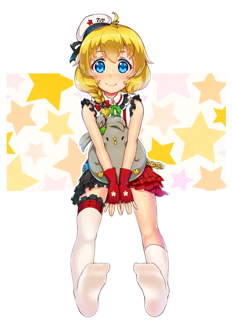 1girl, alternate_costume, blonde_hair, blue_eyes, braid, chains, commentary_request, e_neko