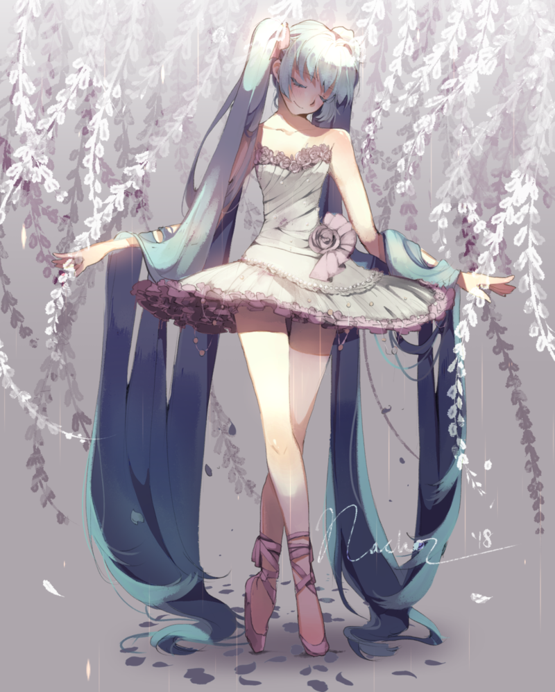 1girl, ballerina, ballet, ballet_slippers, bangs, bare_legs, bare_shoulders, blue_hair