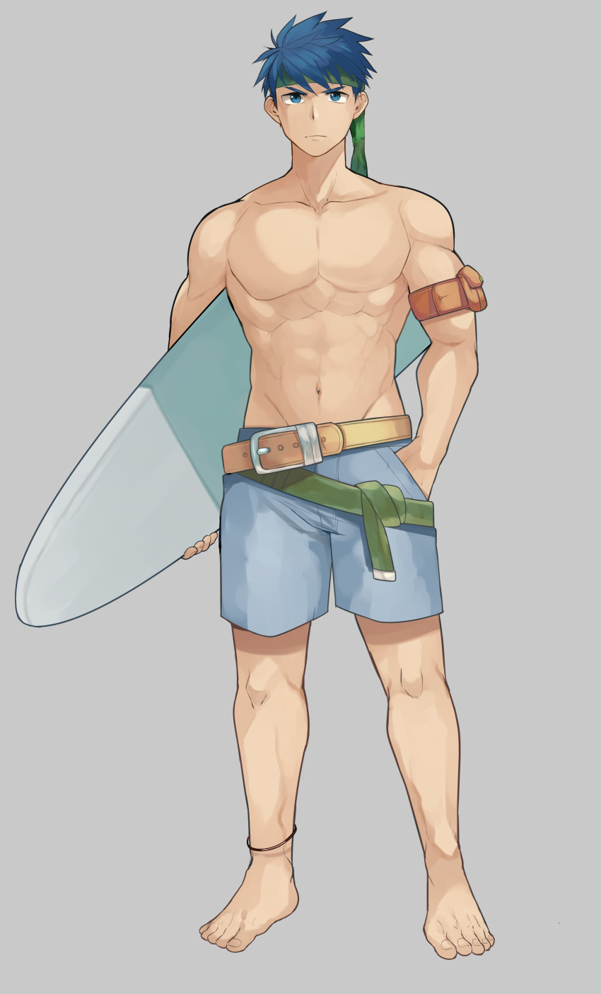 1boy, abs, absurdres, aper, blue_eyes, blue_hair, cape, fire_emblem