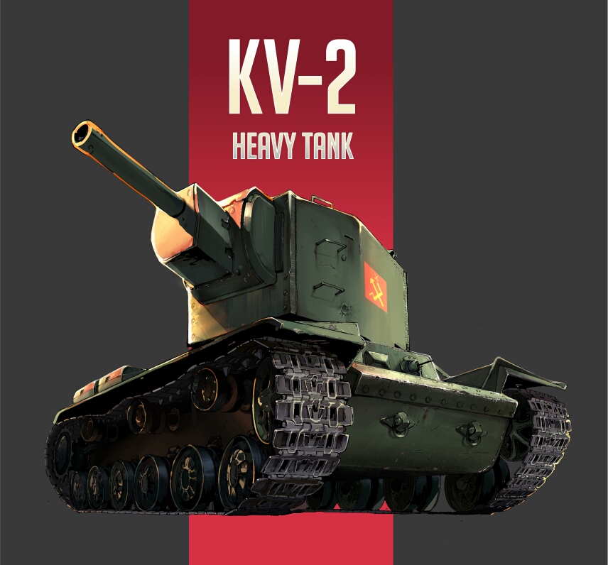 caterpillar_tracks, emblem, english, feitendo, girls_und_panzer, grey_background, ground_vehicle, kv-2