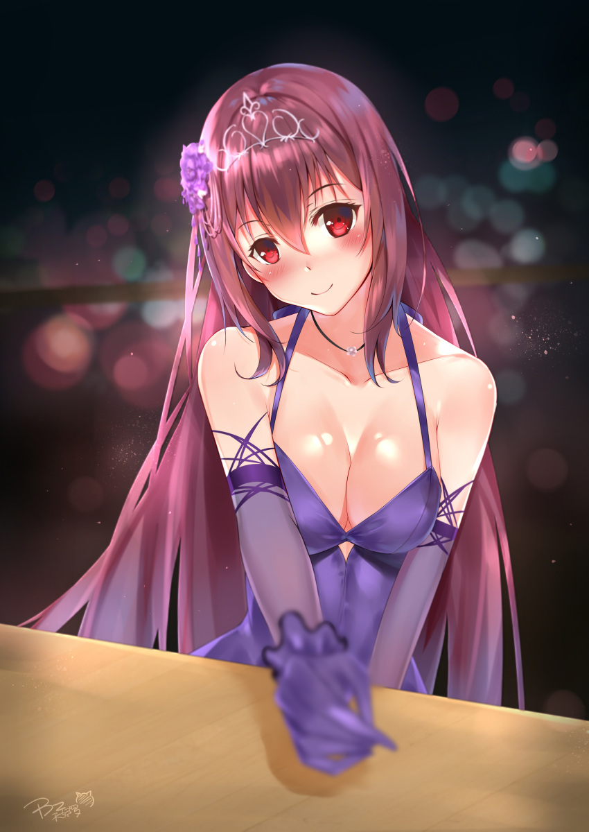 1girl, absurdres, bangs, bingzhen_tian_fu_luo, blush, breasts, cleavage, collarbone
