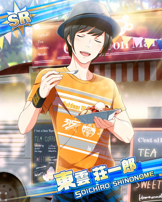 black_hair, character_name, closed_eyes, dress, idolmaster, idolmaster_side-m, shinonome_soichiro, short_hair, smile