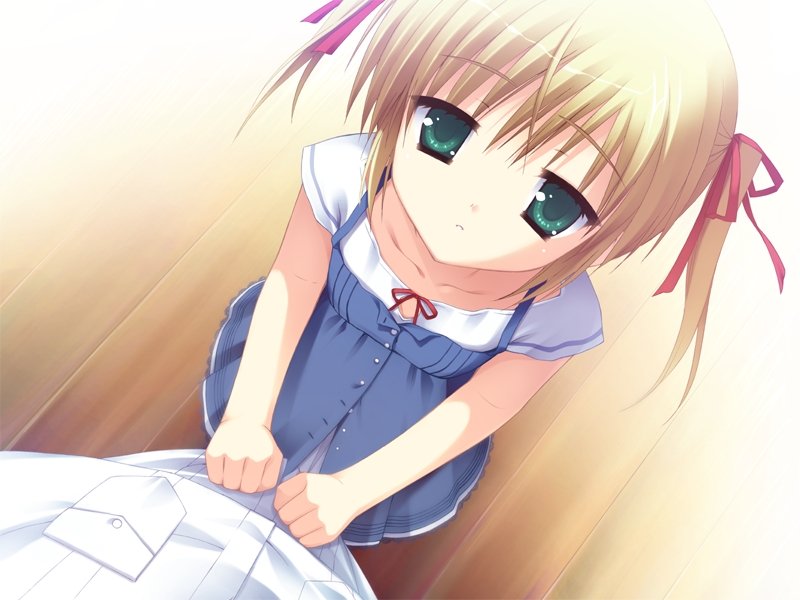 child, dress, empty_x_embryo, from_above, frown, game_cg, green_eyes, hair_ribbon