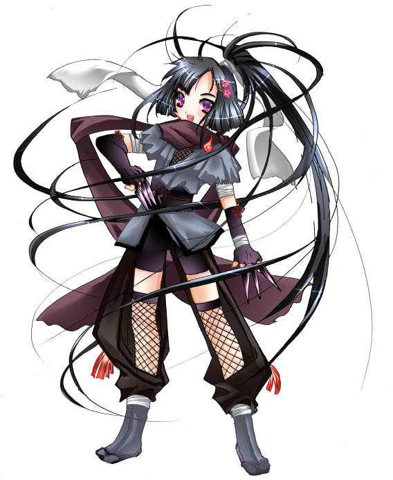 long_hair, ninja, ponytail, sakayaki_yuuya, tabi, thighhighs, very_long_hair, weapon