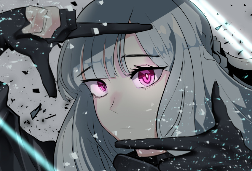 1girl, ak-12_(girls_frontline), bangs, braid, cizzi, closed_mouth, commentary_request, expressionless