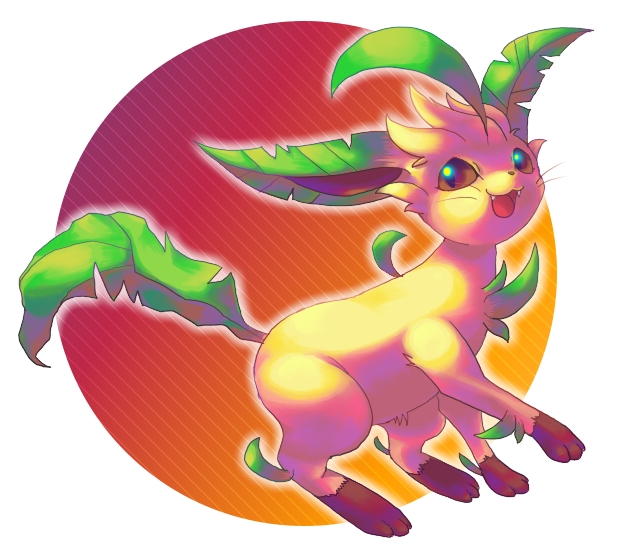 happy, hinekure, leafeon, no_humans, pokemon, pokemon_(creature), solo