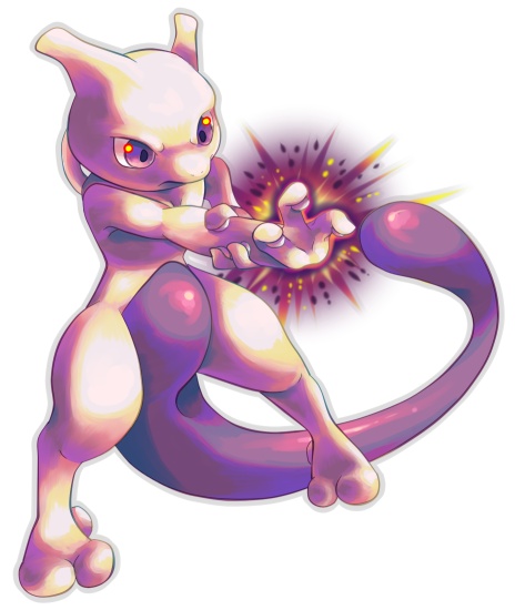 hinekure, mewtwo, no_humans, pokemon, pokemon_(creature), simple_background, solo